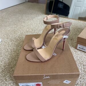 Authentic Christian Louboutin Beige Ankle Strap Heels with Receipt